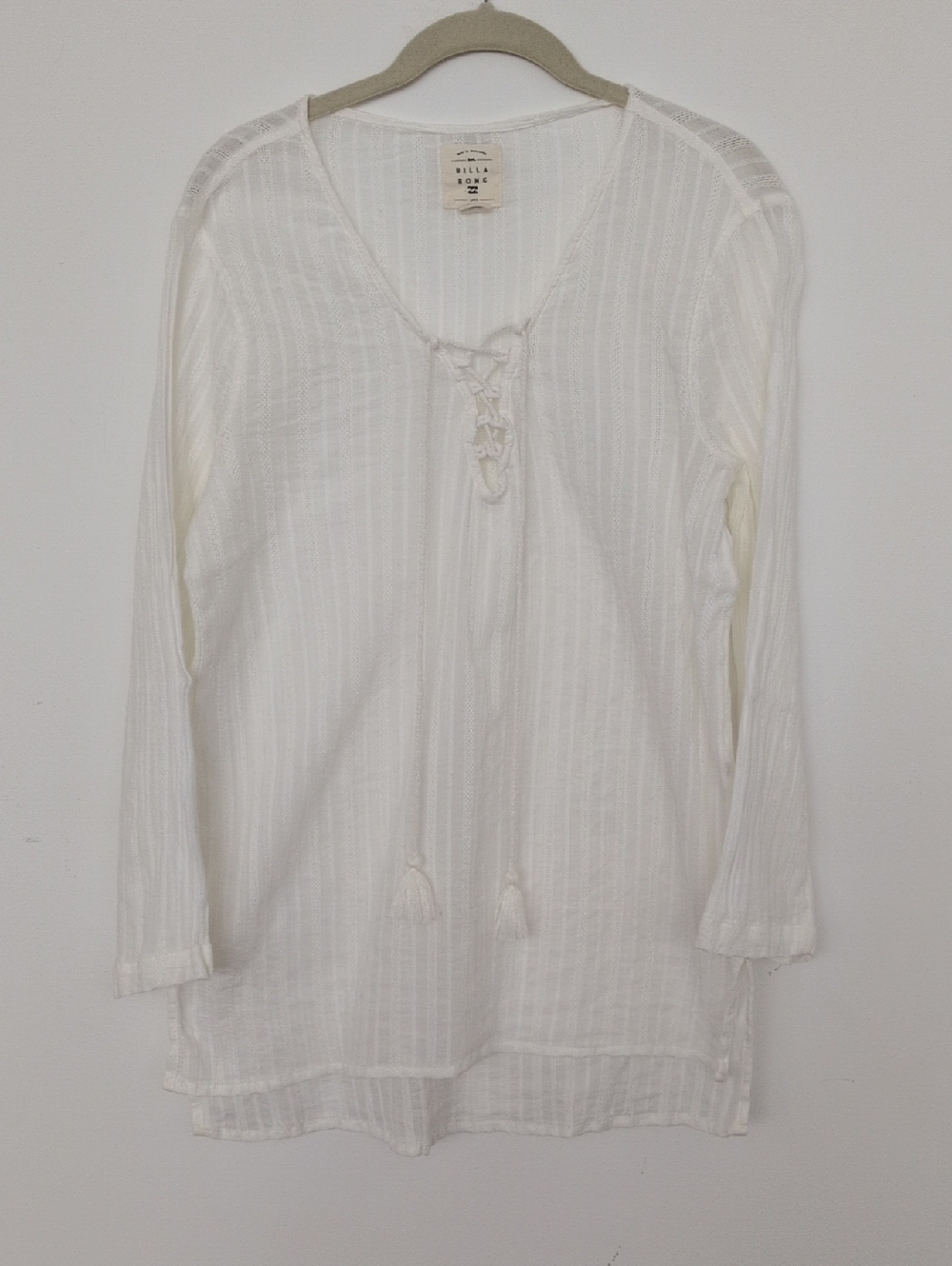 Billabong Cream Lace-Up Gauze Tunic NWOT